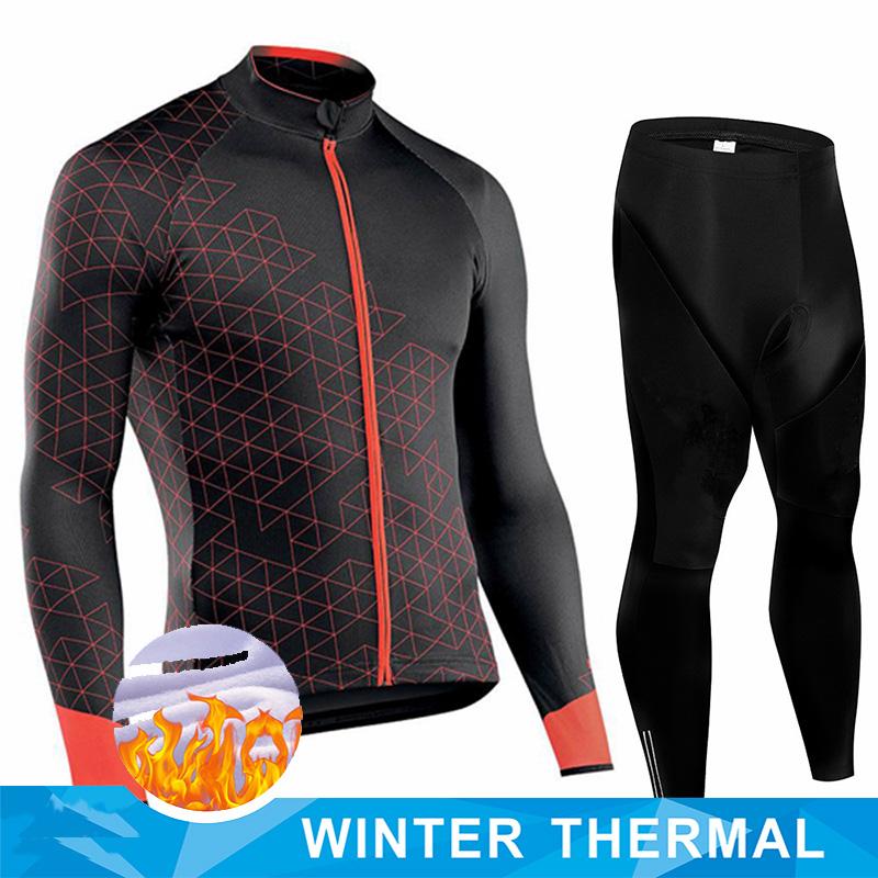Men 2026 Winter Velvet Warm Cycling Clothing Suit Set Thermal Fleece Bicycle Jersey Set MTB Warm Bike Jersey Set Ropa
