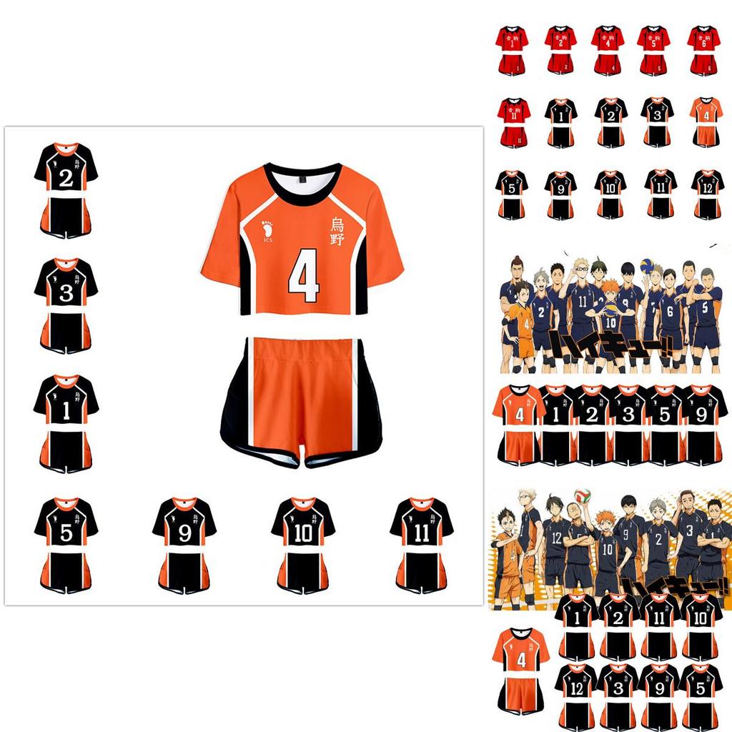 Vibrant Haikyuu Karasuno Nekoma High School 3d Printed Women Costume Comfortable Short Sleeve Tshirt And Shorts