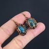 Copper Neon Blue Apatite Copper Electroformed Earrings, Handmade Gemstone Earrings Jewelry, Gifts For Wife Brand New Earrings