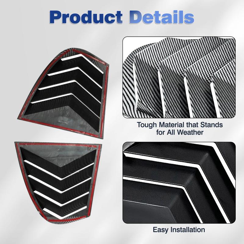 Pair Rear Side Window Trim Spoiler for BMW 5 Series E60 E61 2004 2006 2007 2008 2009 2010 Window Shutter Cover Louver Air Vents