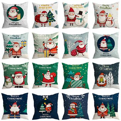 Christmas Pillowcase Cartoon Santa Claus Home Sofa Car Cushion Printed Pillowcase