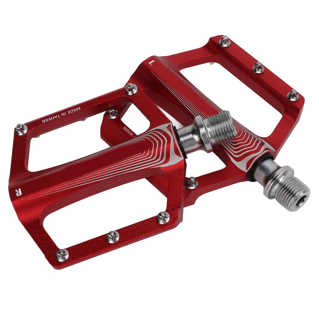 Enlee Bicycle Pedals Aluminum Alloy DU Bearing Bike Flat Pedal for Road Mountain BikesRed