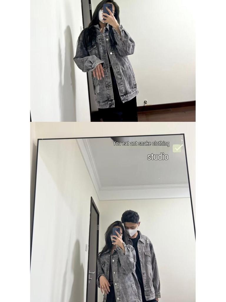 Men's Retro Washed Denim Jacket - 2025 Autumn/Winter Loose Distressed Lapel Workwear