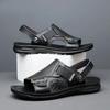 Fashion Men's  Dual-purpose Leather Men's Summer Fashionable Beach Shoes with Soft Soles and One-piece Sandals for External Wear