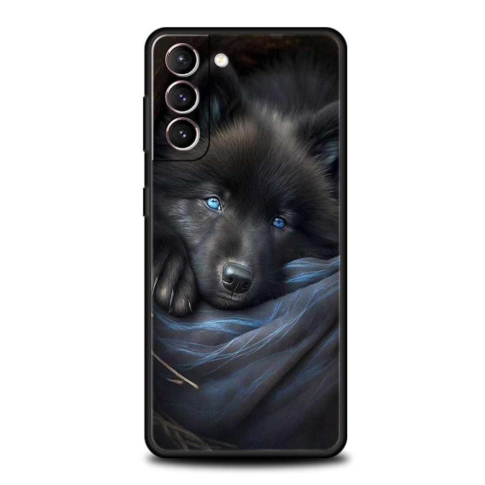 Moon Roaring Wolf Case for Samsung Galaxy S24 S23 S22 S20 S21 FE Ultra S24 S23 S10 S10E S9 S8 Plus 5G Silicone Phone Cover Capas