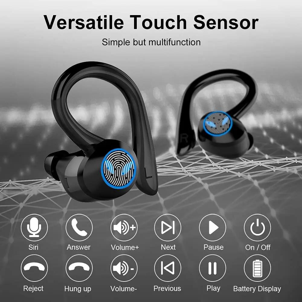 Wireless 5.4 Headphone Touch Control Sports Waterproof Bluetooth Earphone HiFi 9D Bass Stereo Earphone Headset With Microphone