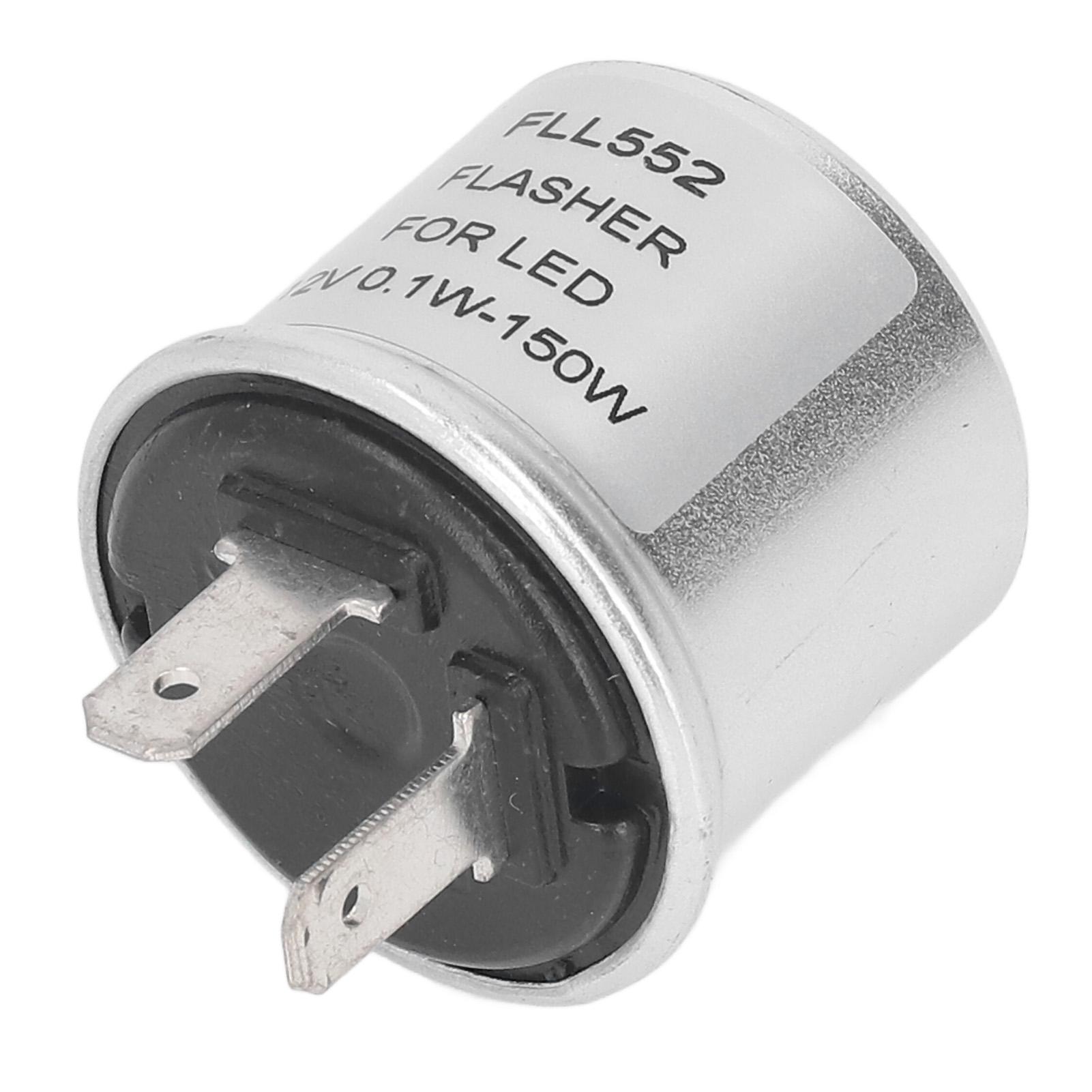 

LED Flasher Relay Aluminum Shell 2 Pin Low Power Consumption Turn Signal Light Flasher 12V