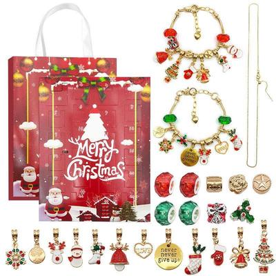 Caixa de Presente Surpresa Vermelha Transfronteiriça de Natal para Crianças - Calendário do Advento Cego Dourado/Prateado DIY