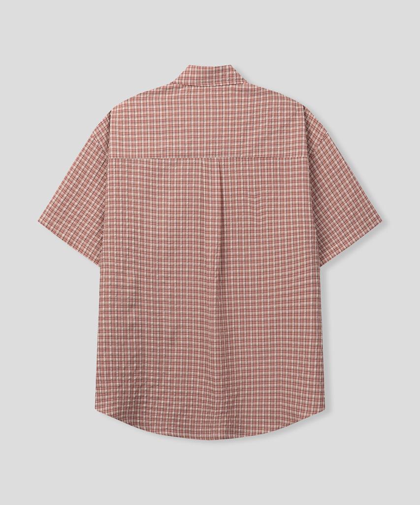 BLACK MOMENT Summer Light Crinkle Check Shirt [Blue]