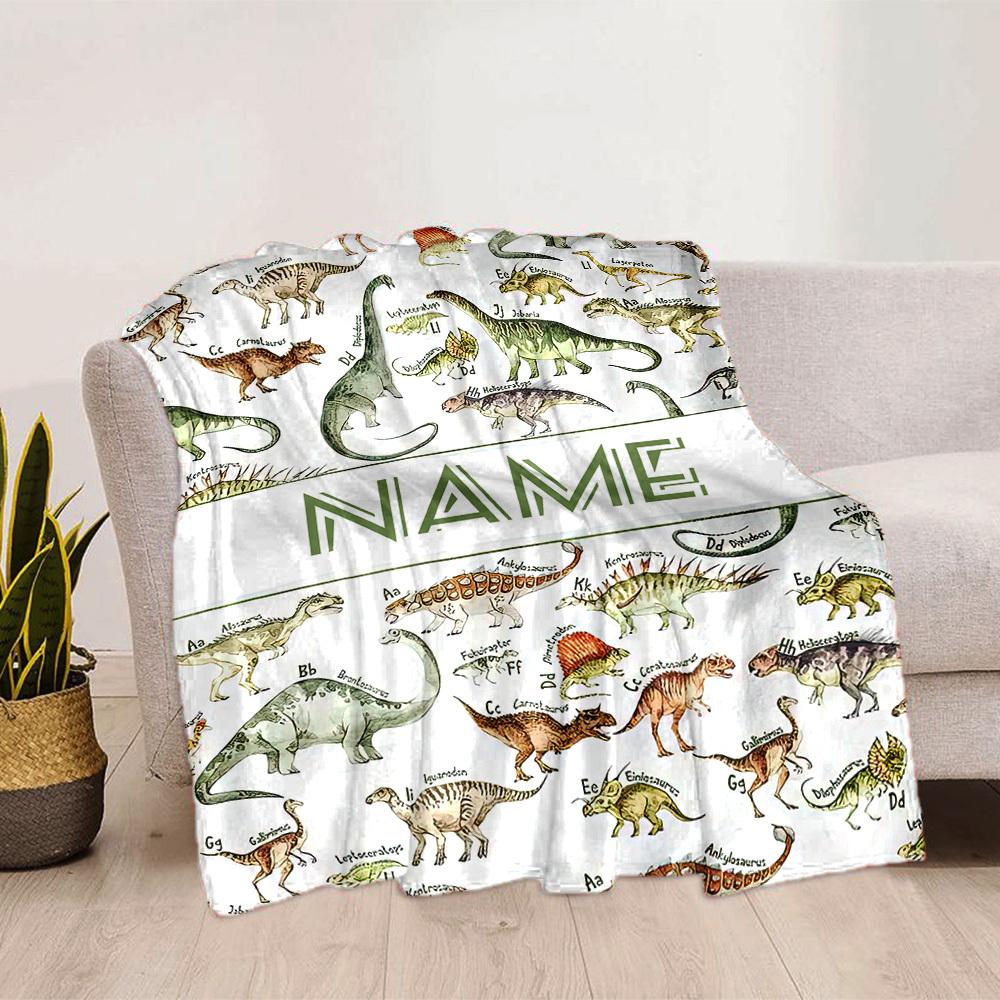 Dinosaur Pattern Home Customize Your Name Blankets Comfortable Soft Lightweight Allseason Multipurpose Blanket For Picnics Sofas Offices Beds Living