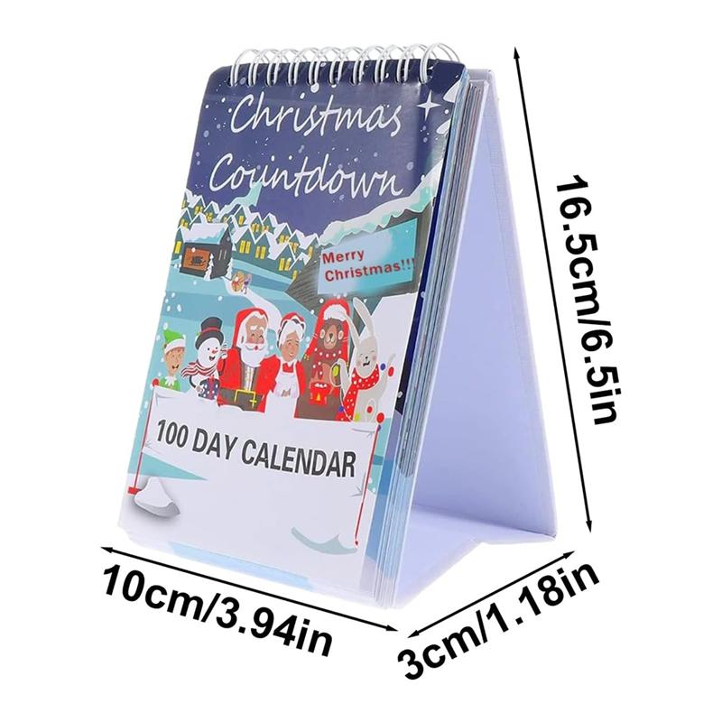 Wall Art Home Desk Decor, 2025 Christmas Tear Off 100 Day Countdown Desk Calendar, Christmas Countdown Calendar