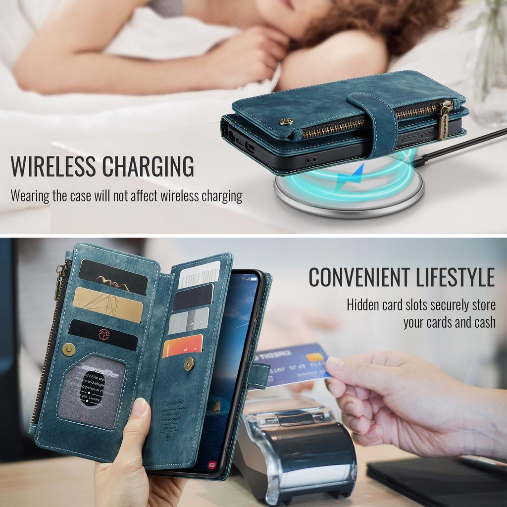 Für Samsung Galaxy S26 Ultra Handyhüllen mit Trageband CASEME C30 Reißverschluss Mehrere Kartenfächer PU-Leder Abdeckung