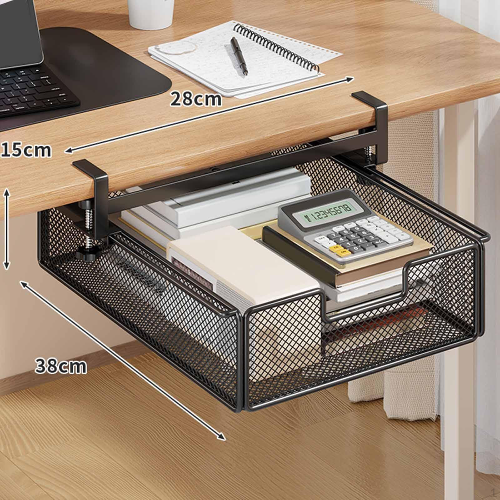 

Drawer Basket, Storage Shelf for Office Supplies And Household Items, Metal Tray Black S