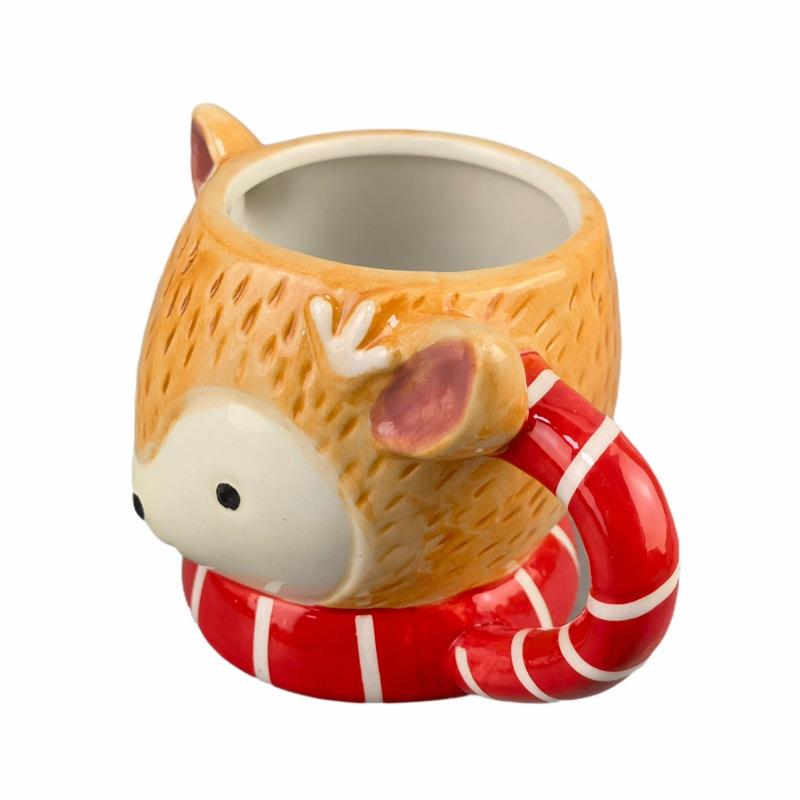 Cartoon Mug Fox Shape Ceramic Cup Cute Hand-Painted Cute Pet Cup Office Cup Milk Cup Personalized Internet Celebrity Cup