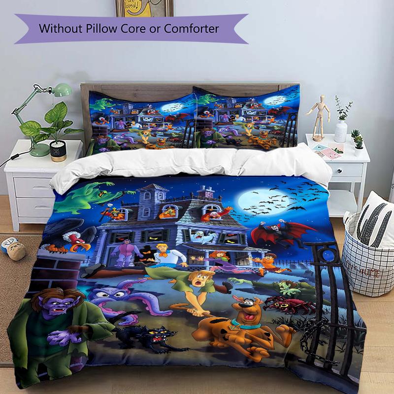 

3pcs Cartoon Scooby Doo Design Bedding Set, Including, Without Filling, Soft and Comfortable Home Bedroom.H011 135x200cm