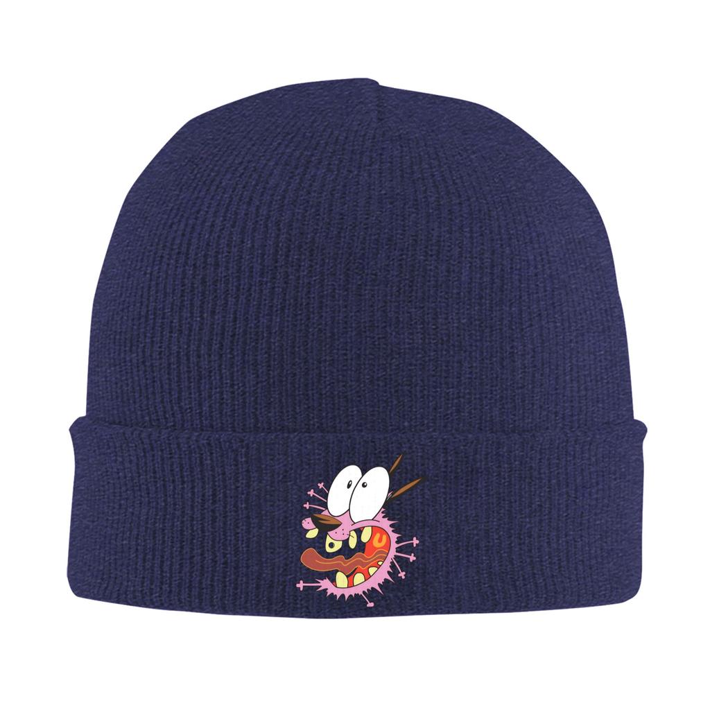 Courage Dog  Beanie Hats  Bonnet Hats Female Male Casual Kpop Knitting Hat Autumn Pattern Thermal Elastic Caps