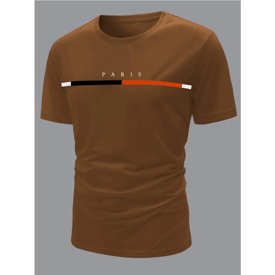 Men Stripe Character Print 3d T Shirt Short Sleeve O-Neck TShirt Vintage Polyester Breathable Sport Casual Large Size T-Shirts Men’s