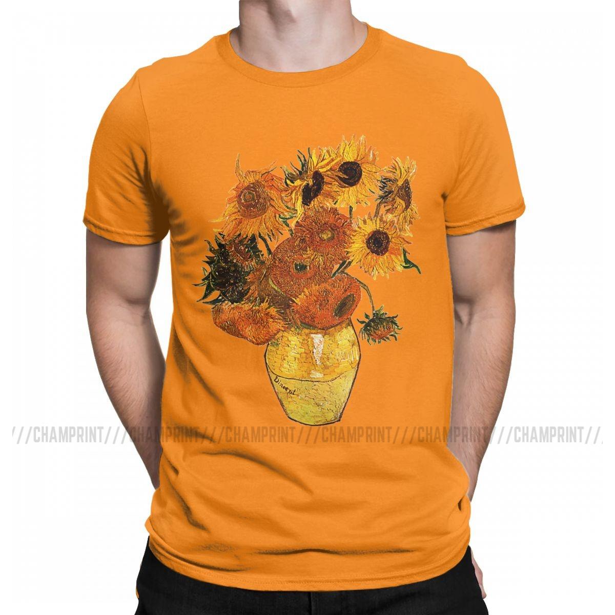 

Vincent Van Gogh Sunflowers T Shirt Men s Cotton Humorous T-Shirt Crewneck Tee Shirt Short Sleeve Tops New Arrival 4XL