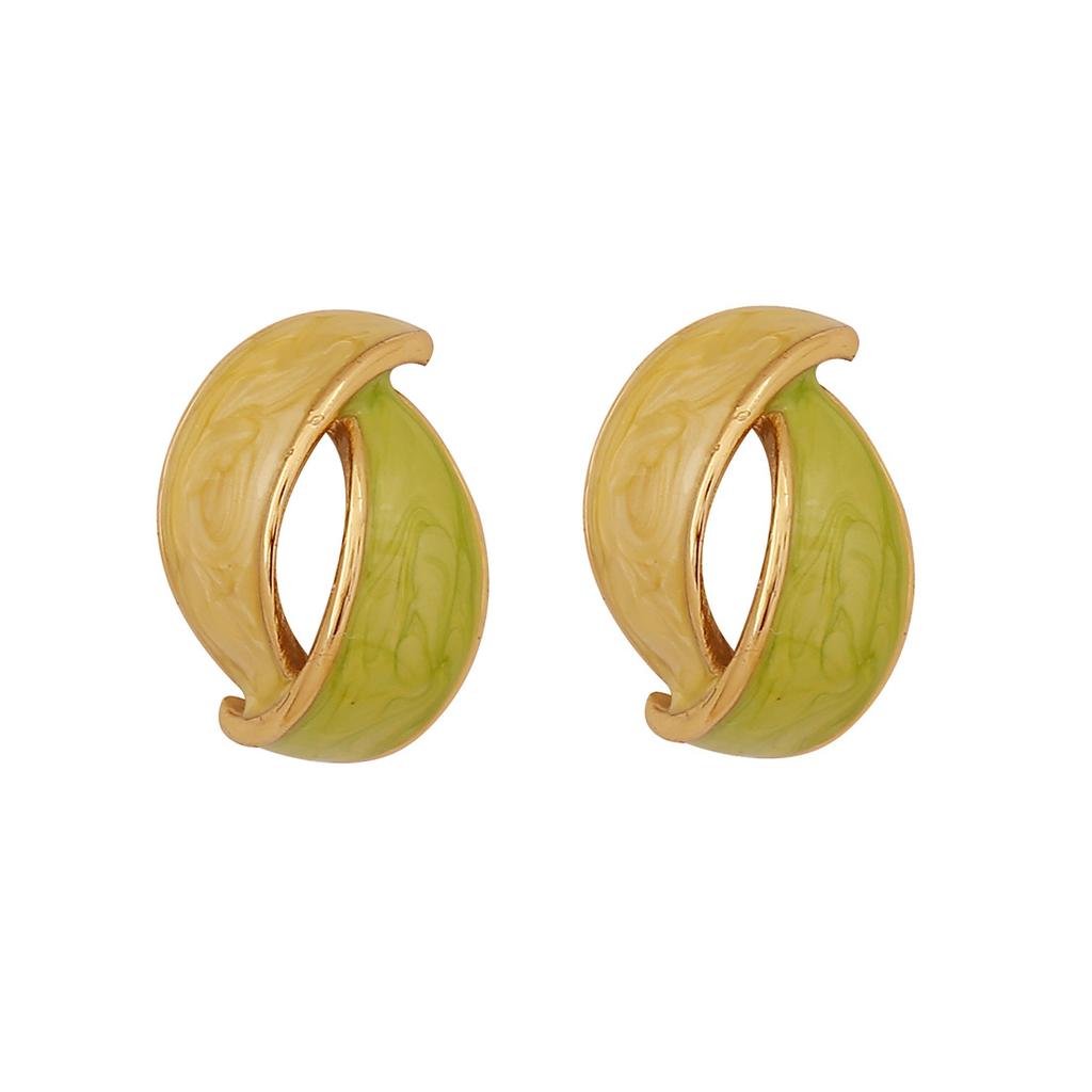 Fashionable color-block enamel earrings, elegant niche stainless steel studs, premium versatile ear jewelry