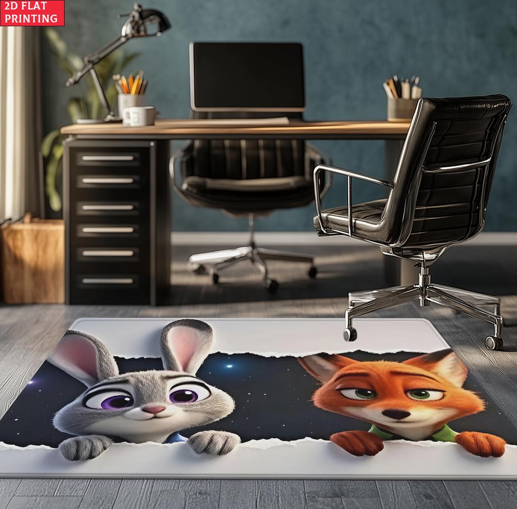 Cartoon Fox and Rabbit Large Room Carpet Non Slip Cartoon Kids Bedroom Living Room Floor Mat Home Decor Children's Play Carpet