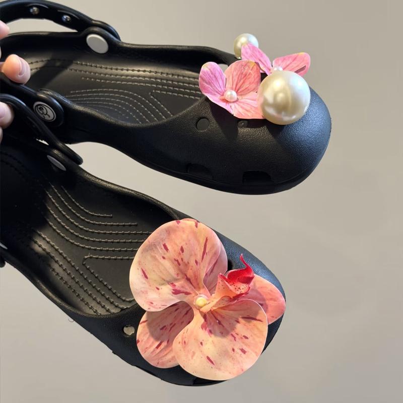 Ballettschuhe Schuhanhänger Set Damen Anhänger Packung Niedliche Blume Schuhdekorationen DIY Perlen Schuhzubehör 1Set