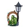 Solar Garden Statues Frog Garden Statue Resin Garden Family Frog Statue Frog Sculpture for Lawn Ornaments Patio Yard Decorations