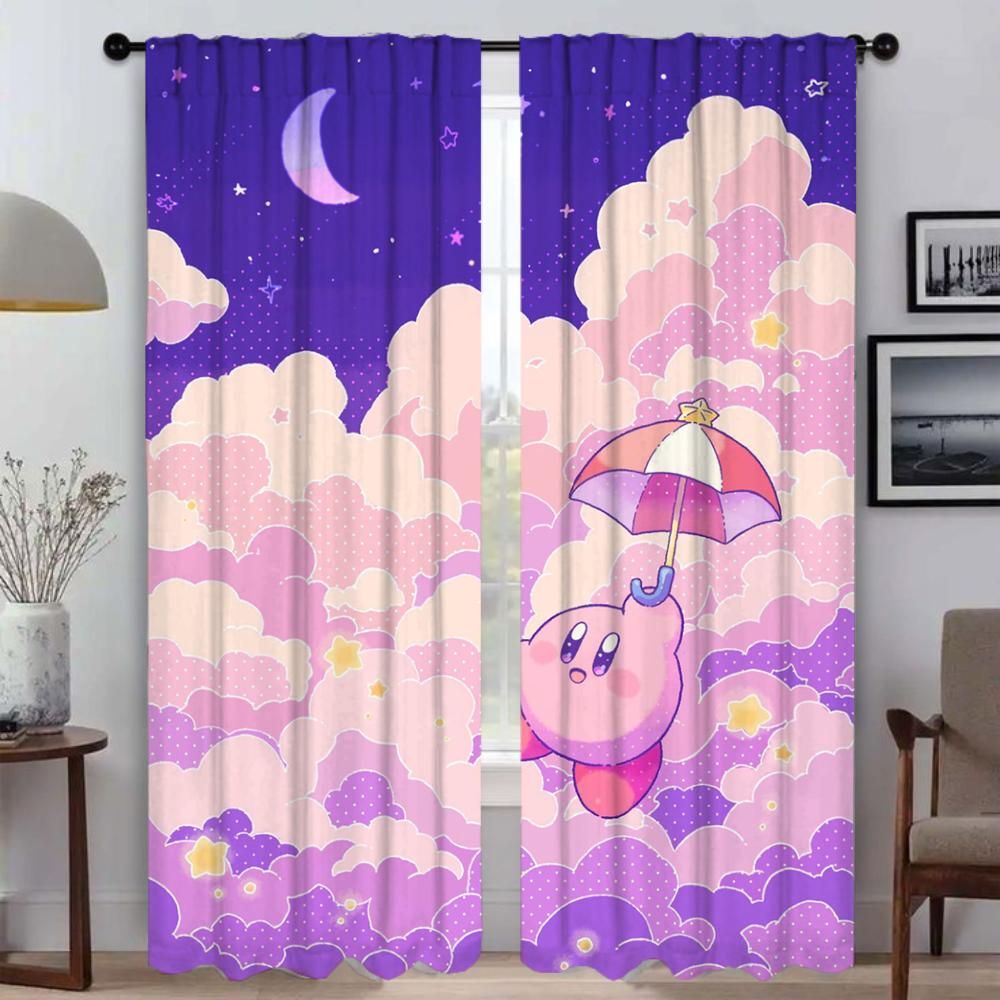 Window Curtain for Room 2 Panel Kawaii Cartoon K-KirbyS Kitchen Curtains Shades Tulle for Bedroom Home Interior Curtains Living