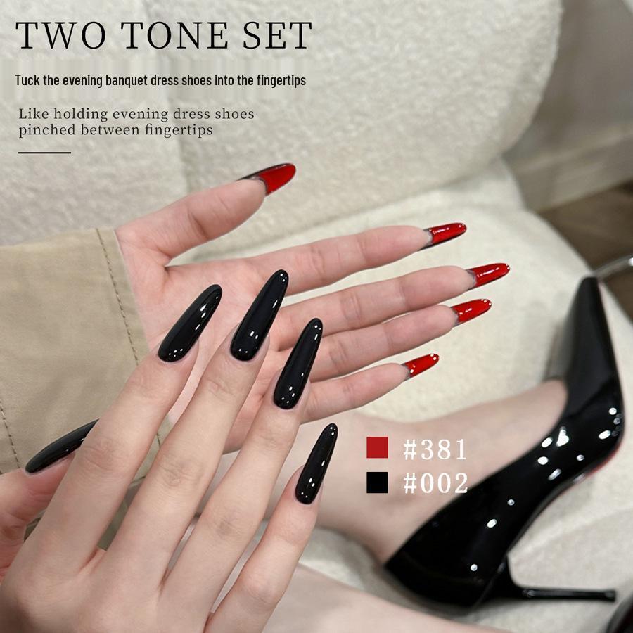 New 2025 Trendy Black & Red Nail Polish Gel for a Chic, High-End Hong Kong Style Look