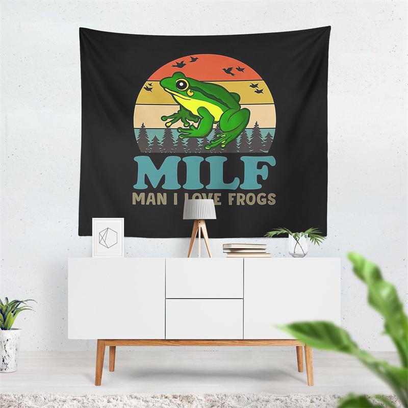 Aertemisi MILF Man I Love Frogs Tapestry Wall Hanging Art for Bedroom Living Room Decor College Dorm Party Backdrop Home