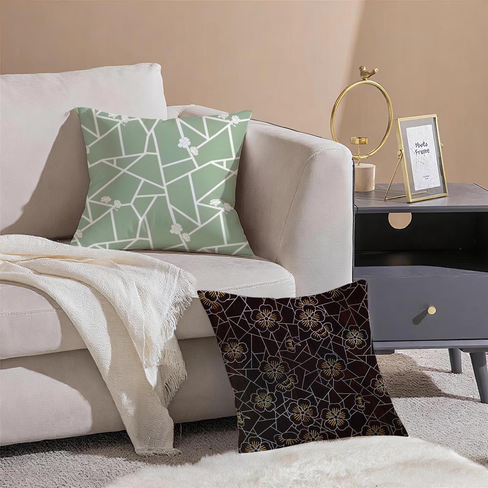 Chinese icecrack pattern with plum blossom Cushion Cover Throw Pillow Cover Hidden Button Durable Polyester Chair Cushion
