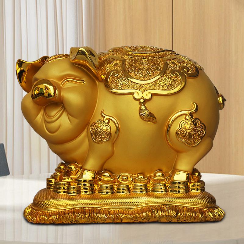 Golden Pig Money Box: Decorative Coin