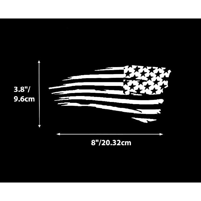 Distressed Tattered n Flag Sticker Vinyl Decal US Flag Sticker for Car Truck Window Bumper Laptop Set of 2 (White)