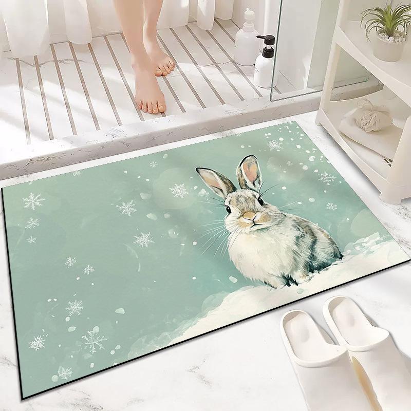 Snowman Entrance Door Mat Household Wear-resistant and Dirt-resistant Entrance Door Mat Bedroom Door Carpet Non-slip Floor Mat