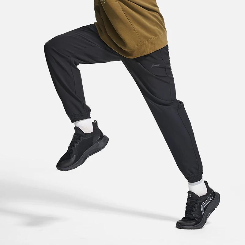 Li Ning Fitness Series Solid Color Fleece Warm Moisture Wicking Cuffed Sports Pants Men Bottoms Black AYKSA09-1