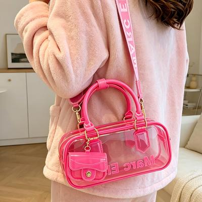 Transparent Shoulder Bag Pillow Shape PVC Messenger Bag Exquisite Crossbody Bag Waterproof Shoulder Bags with Adjustable Strap