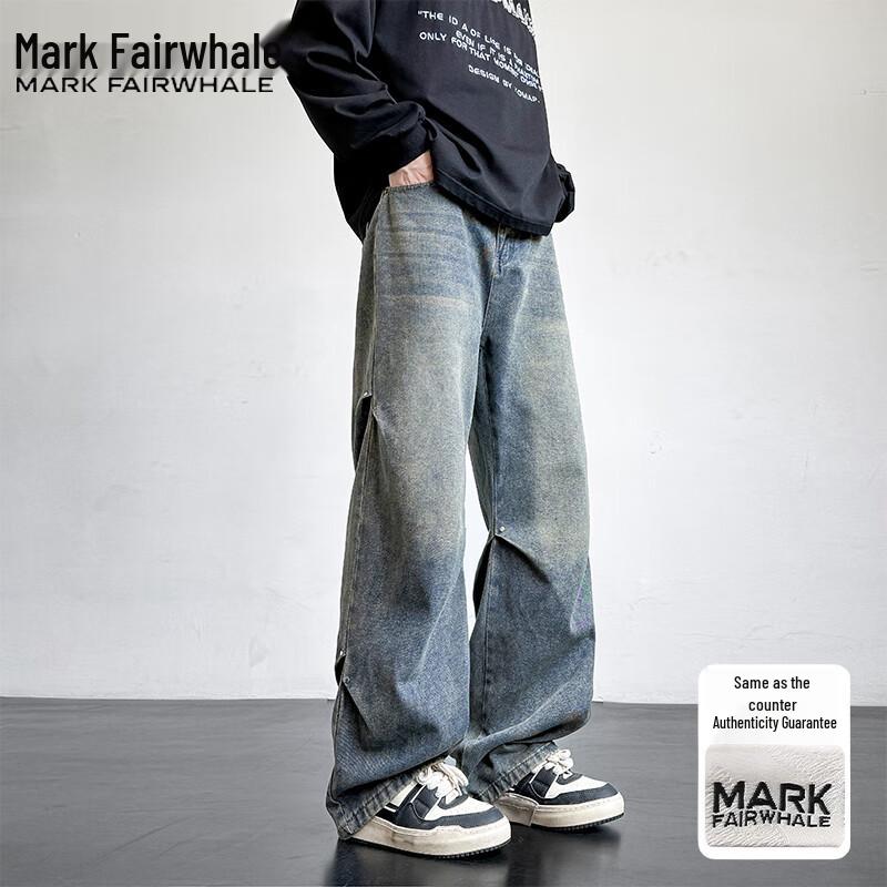 Mark Fairwhale Men's High-Street Loose Straight Jeans
