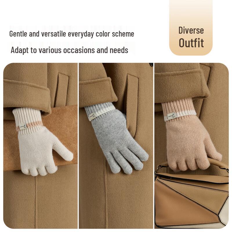 JIUMU Women's Pure Wool Touchscreen Winter Gloves