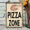 1pc Vintage Pizza Zone Metal Sign, Funny Distressed Wall Decor for Kitchen Bar Restaurant, Easy-Hang Aluminum Plaque