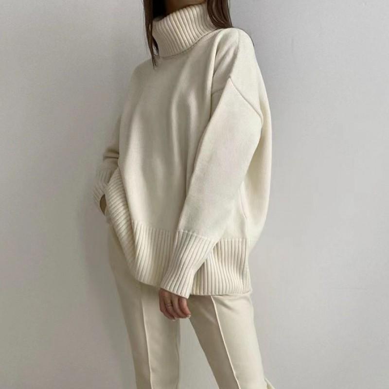 Soft High Neck Sweater Women Warm Thick Alpaca Blend Pullover Casual Daily Wear