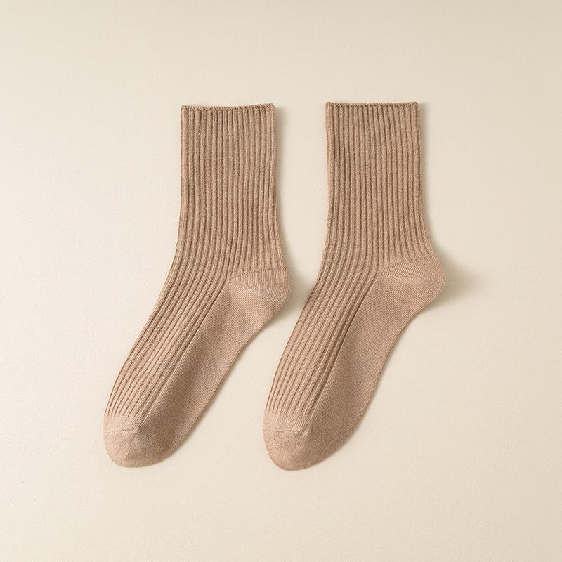 Women's Mid-Calf Cotton Striped Seamless Slouch Socks – Breathable, Casual, and Versatile for Autumn/Winter