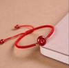 Mihmily Značka - ručně pletený náramek z červené šňůrky, červený uzel pro štěstí