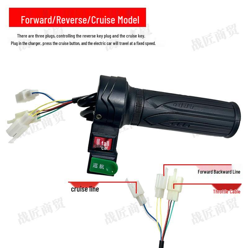 Three-Speed Electric Vehicle Twist Throttle with Forward/Reverse Control & Grip Accessories