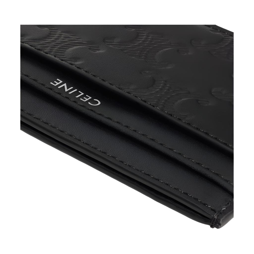 Celine Triomphe Logo Print Design Leather Card Holder Men Accessories Black 10N763FQD-38SI