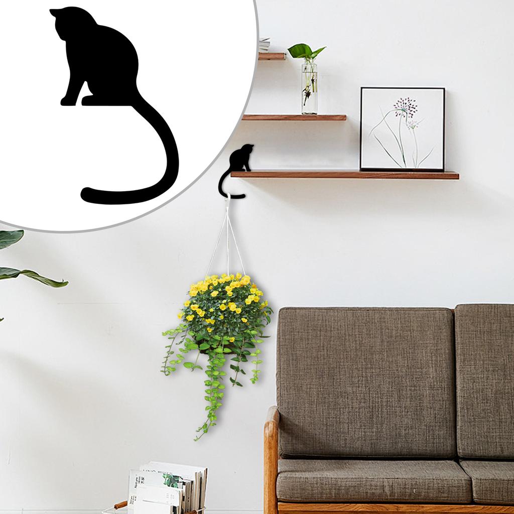 Fun Black Cats Tail Balance Hook Home Decoration Wooden Crafts