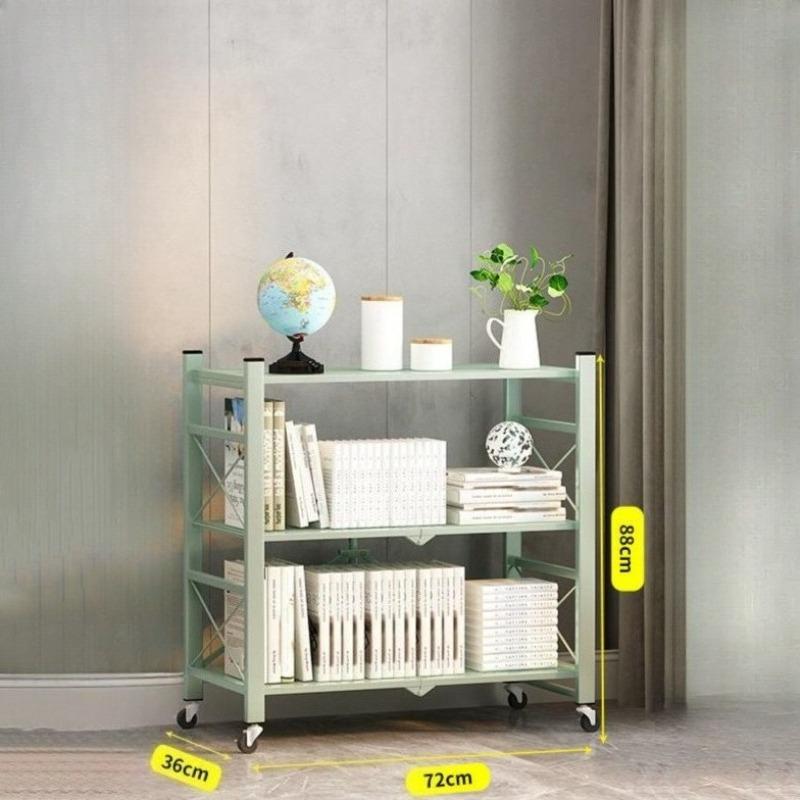 Floor Standing Storage Rack Multi Layer Cart Organizer Shelf Folding Movable Metal Stand Kitchen Shelf Bathroom Accessories