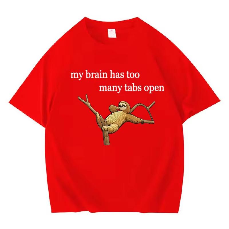 

My Brain Has Too Unisexy Tabs Open Funny Quokka T Shirt Unisexs CottonHot Sale Short Sleeve Top Daily Harajuku Casual Loose Tops 4XL