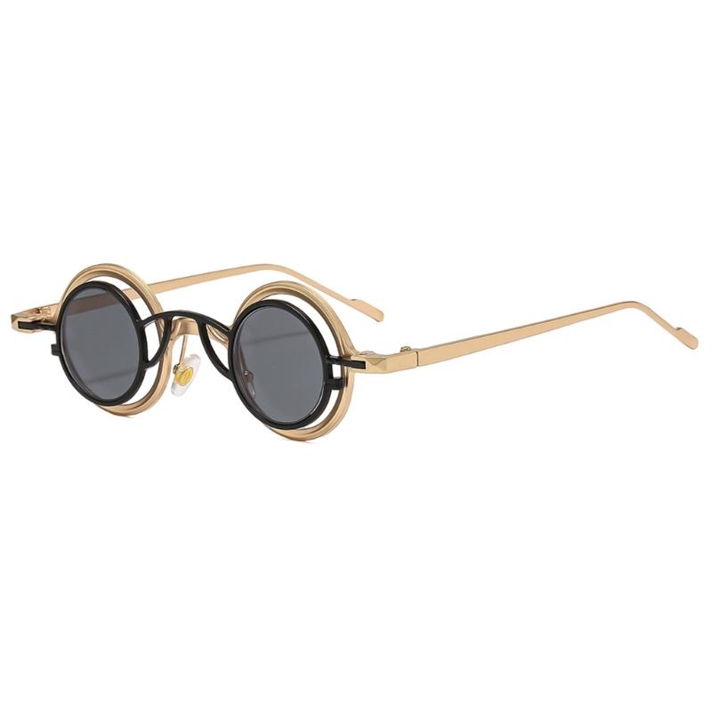 Round Metal Frame Sunglasses Retros Trendy Light Weight Sunglasses with Sun Protecting for Outdoor Activity