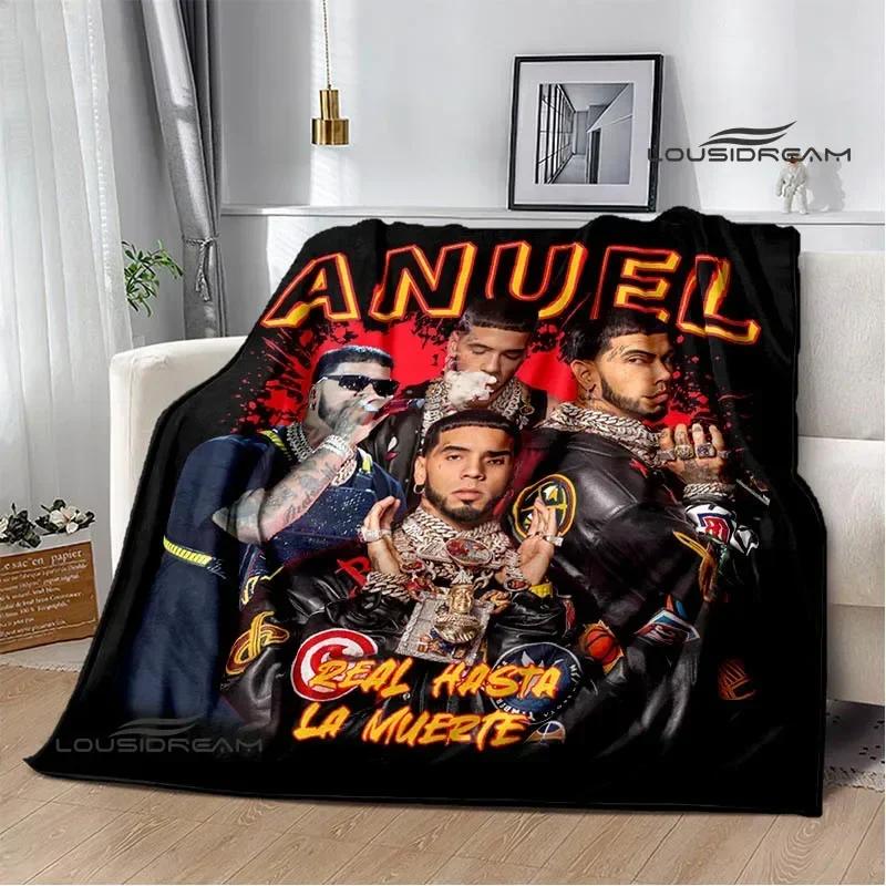Rapper Anuel AA printed blankets Picnic blanket Flannel Warm blanket Soft Cozy Blanket Travel Blankets bed linings Birthday Gift