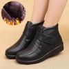 Winter Women Genuine Leather Flat Casual Ankle Boots Female Thick Plush Warm Snow Boots Mother Waterproof Non-slip Booties