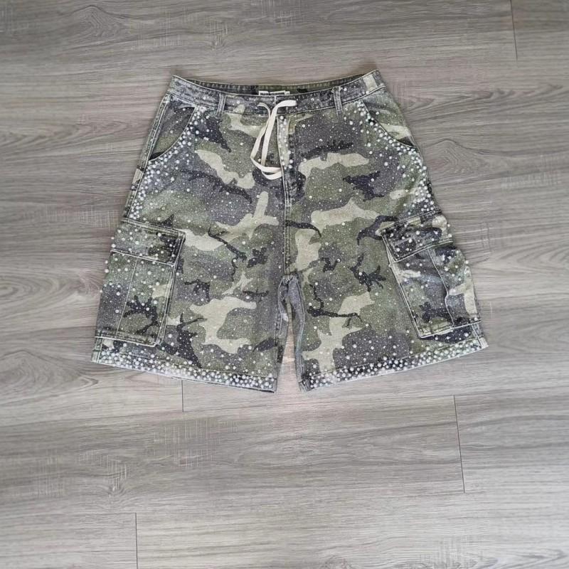 Full Rhinestone Embellished Denim Shorts Distressed